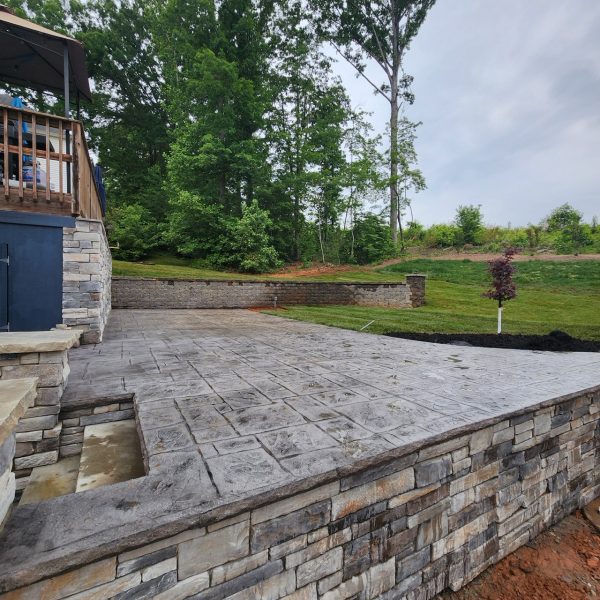 stamped concrete and retainng wall src